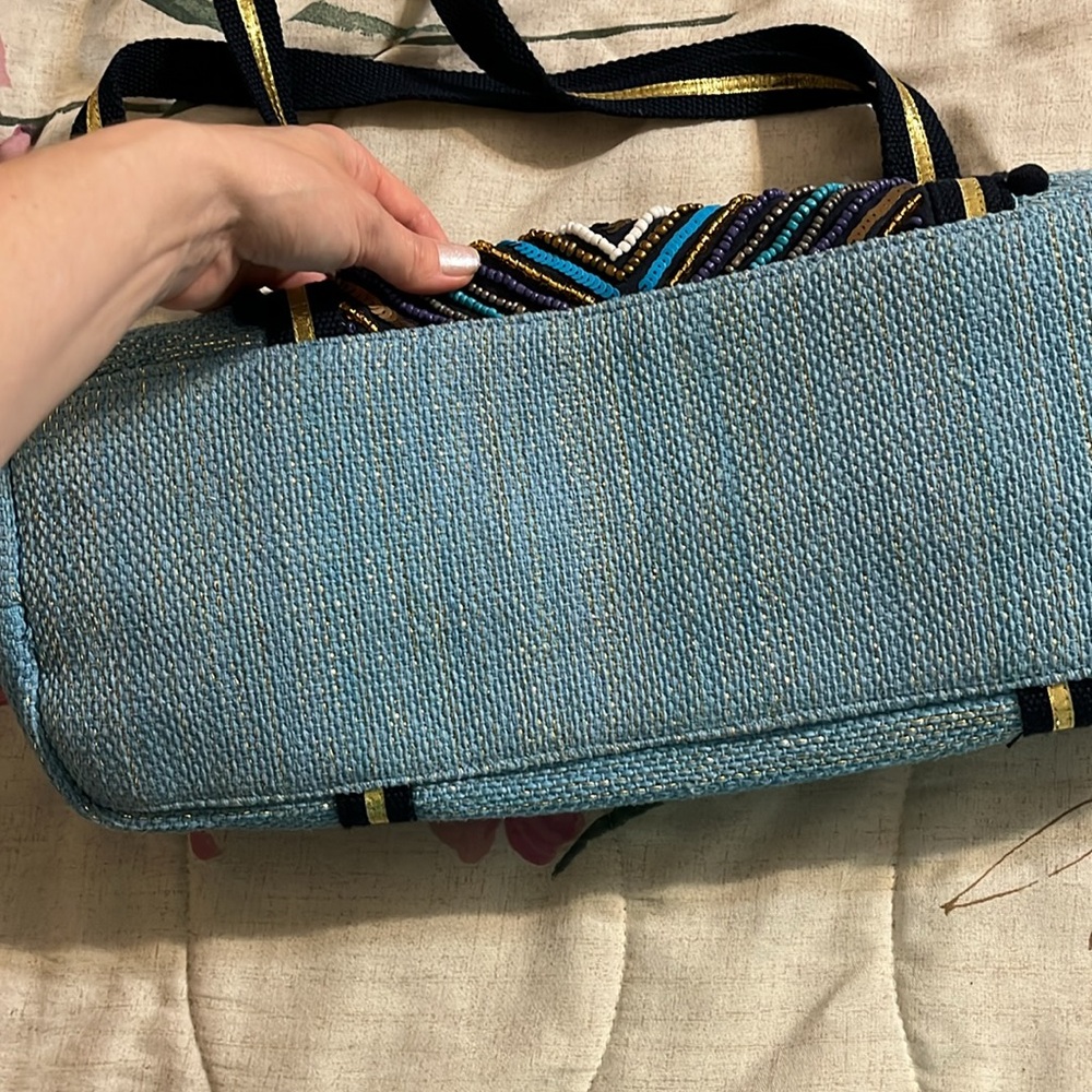 Blue Beaded Tote Bag - Picture 6 of 10